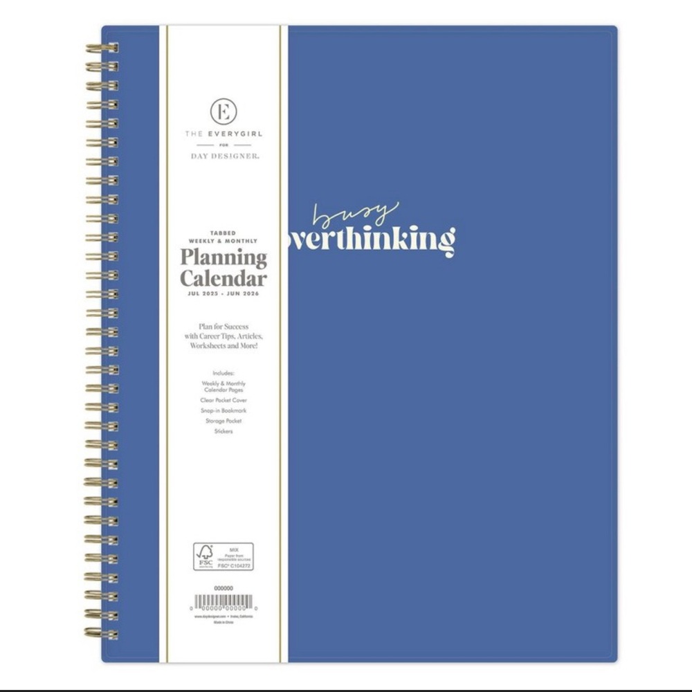 Blue Sky The Everygirl 8.5"x11" 2025-2026
Weekly/Monthly Wirebound Planner Solid